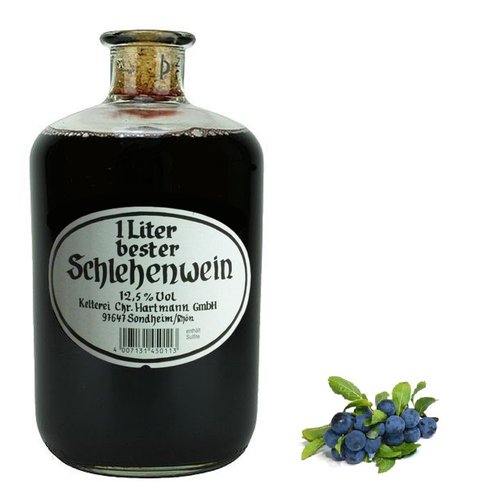 Hartmann - 1 Liter bester Schlehenwein in der Apothekerflasche