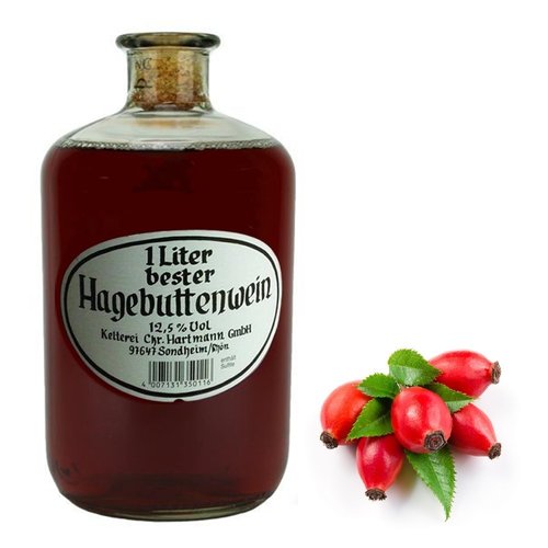 Hartmann - 1 Liter bester Hagebuttenwein in der Apothekerflasche