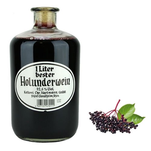 Hartmann - 1 Liter bester Holunderwein in der Apothekerflasche