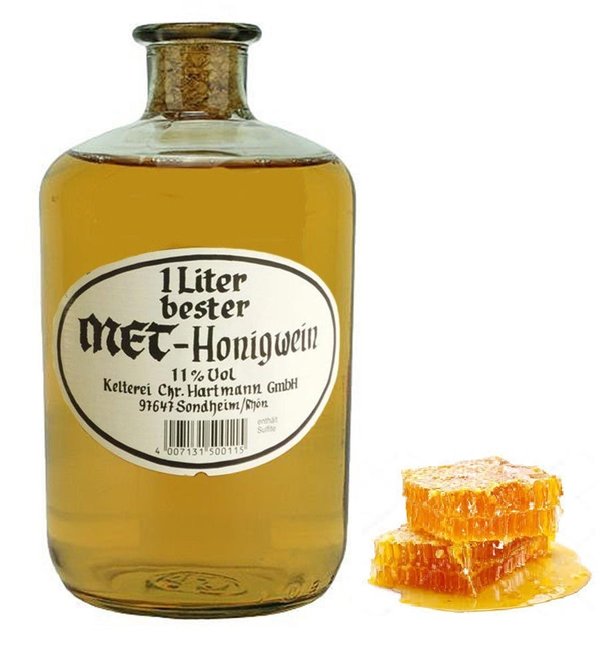 Hartmann - 1 Liter bester MET-Honigwein in der Apothekerflasche