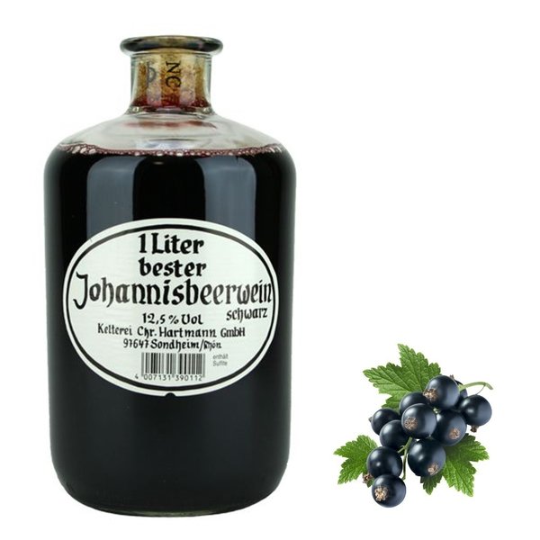 Hartmann - 1 Liter bester Johannisbeerwein schwarz in der Apothekerflasche