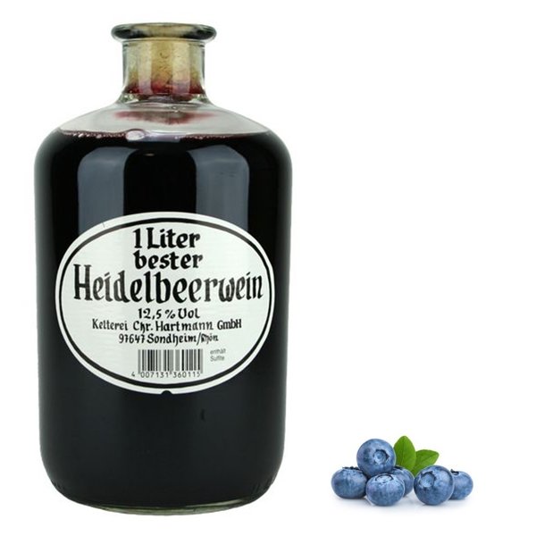 Hartmann - 1 Liter bester Heidelbeerwein in der Apothekerflasche