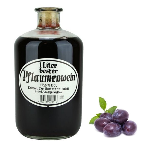 Hartmann - 1 Liter bester Pflaumenwein in der Apothekerflasche